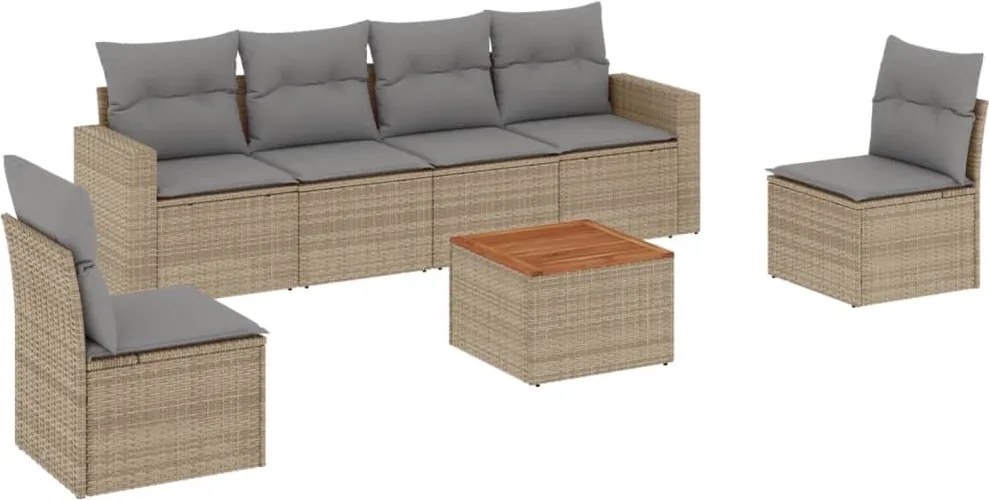 vidaXL Set canapele de grădină, 7 piese, cu perne, bej, poliratan