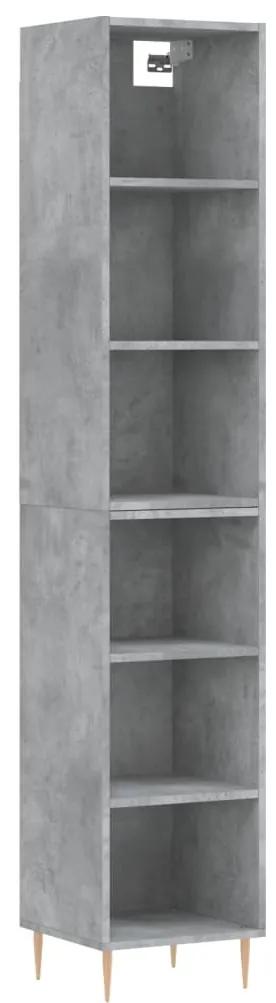 3189817 vidaXL Dulap înalt, gri beton, 34,5x32,5x180 cm, lemn prelucrat