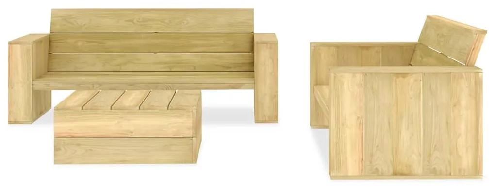 3053199 vidaXL Set mobilier de grădină, 3 piese, lemn de pin tratat
