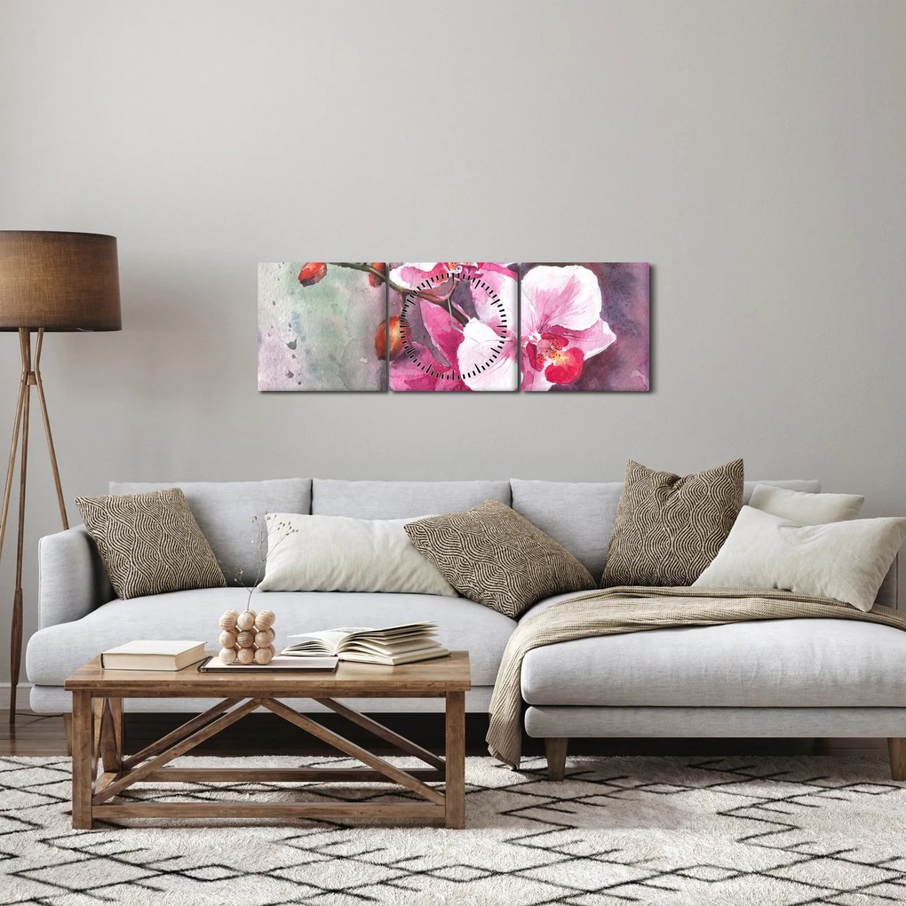 Tablou - Orhidee, acvariu (cu ceas) (90x30 cm)