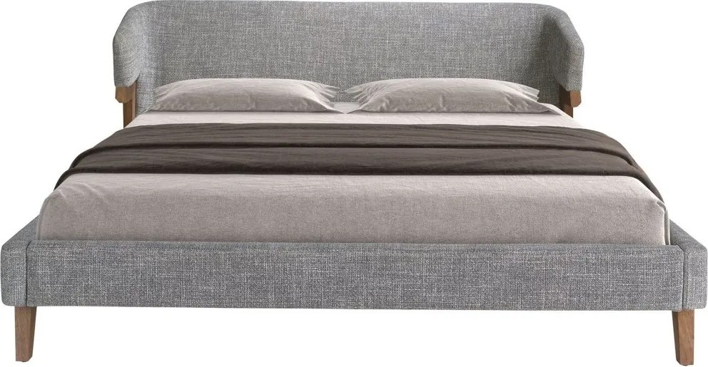 Pat dublu tapitat design LUX Grey-Walnut, 180x200cm