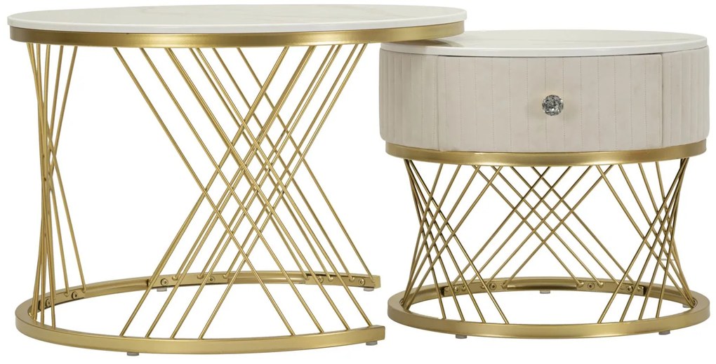 Mauro Ferretti Set De 2 Masute De Cafea Votix, Cm Ø 70X48-50X43,3 | Aosom Romania