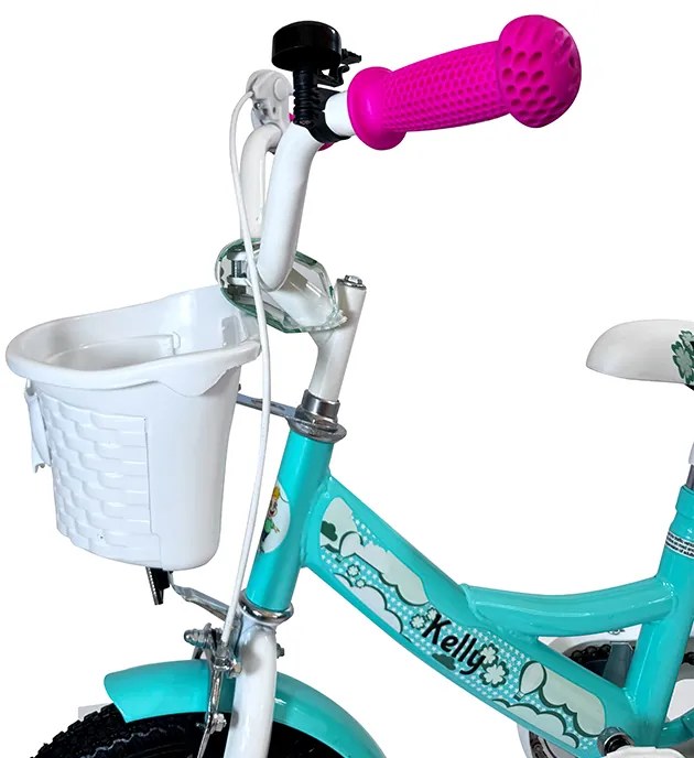 Bicicletă pentru copii cu bară de ghidare, coș și roți auxiliare 12 – pre deti od 2,5 do 4 rokov