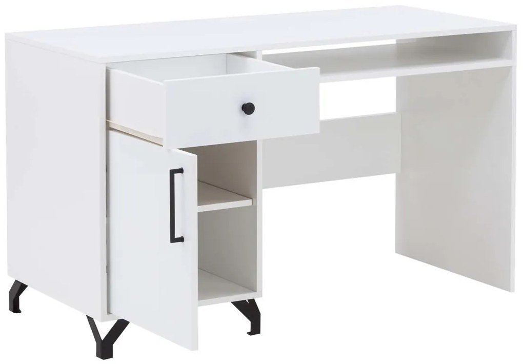 Birou tineret Anders 125 cm cu sertar - alb