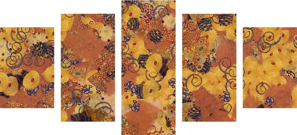 Tablou 5-piese abstracție inspirată de G. Klimt