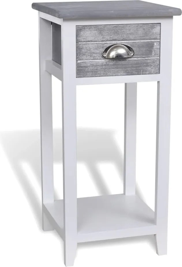 vidaXL Noptieră cu 1 sertar, gri și alb