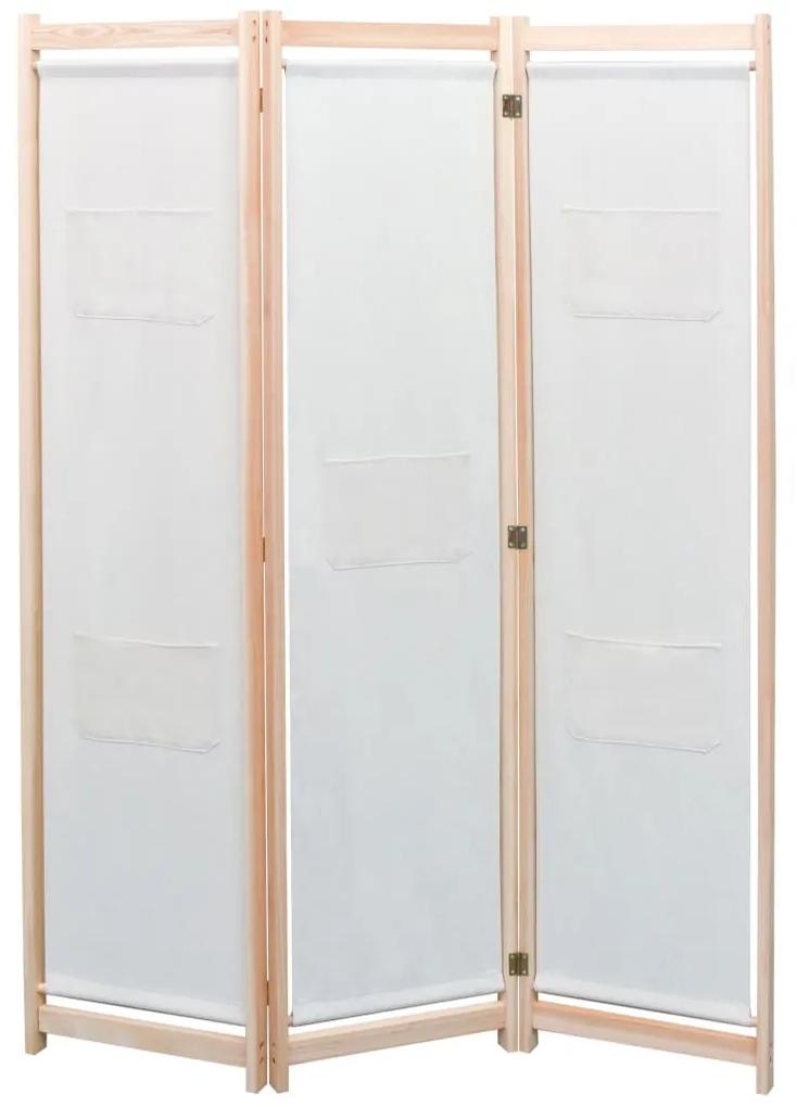 Paravan de cameră cu 3 panouri, crem, 120x170x4 cm, textil