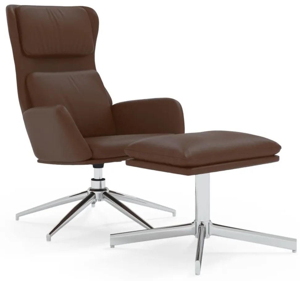 3097832 vidaXL Scaun de relaxare cu taburet, maro lucios, piele artificială