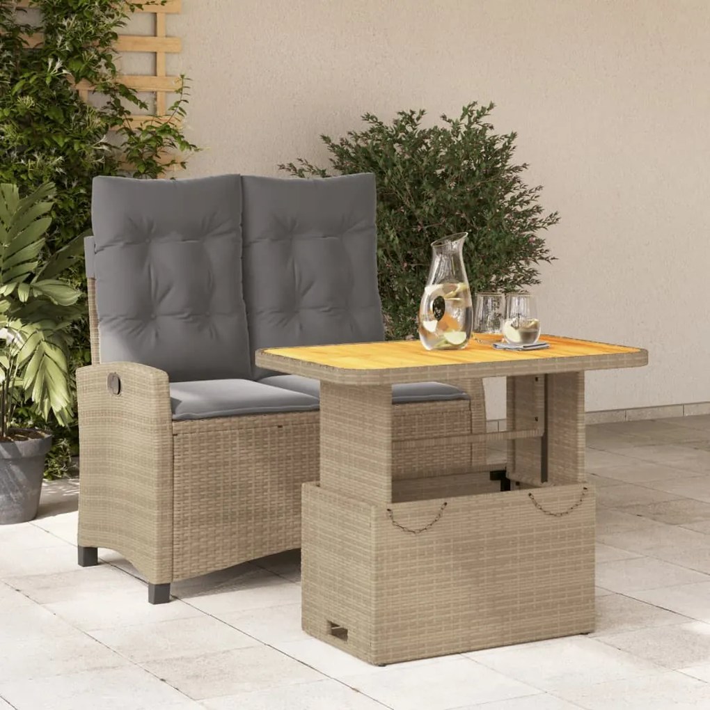 3277430 vidaXL Set mobilier de grădină, 2 piese, cu perne, bej, poliratan