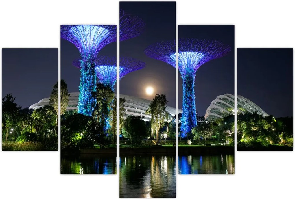 Tablou cu lună plină în grădinile din Singapur (150x105 cm)