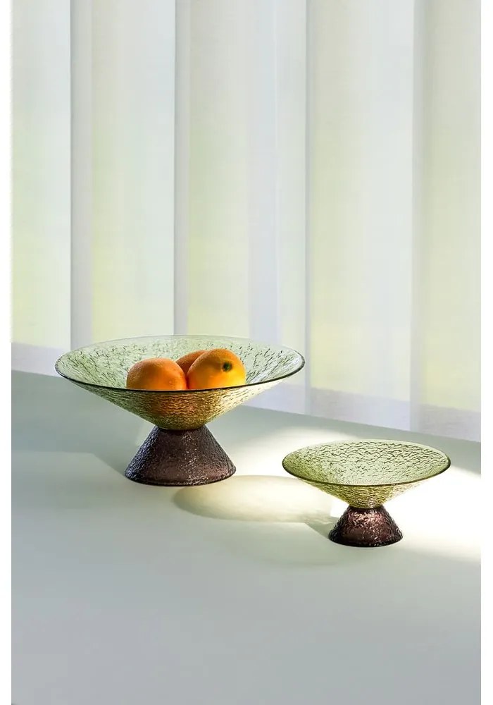 Bol verde/maro pentru fructe din sticlă ø 15 cm Bonbon – Hübsch