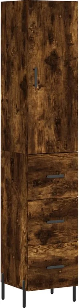vidaXL Dulap înalt, stejar fumuriu, 34,5x34x180 cm, lemn prelucrat