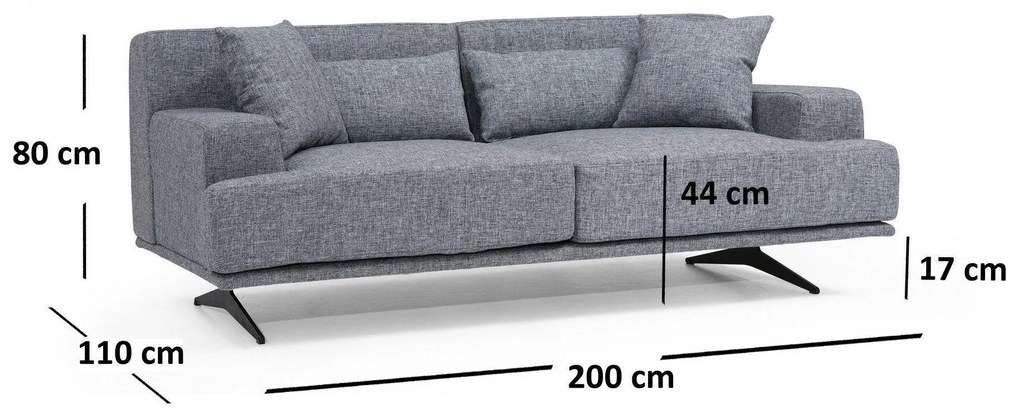 Canapea Fixa cu 2 Locuri Bentley, 200 x 80 x 110 cm