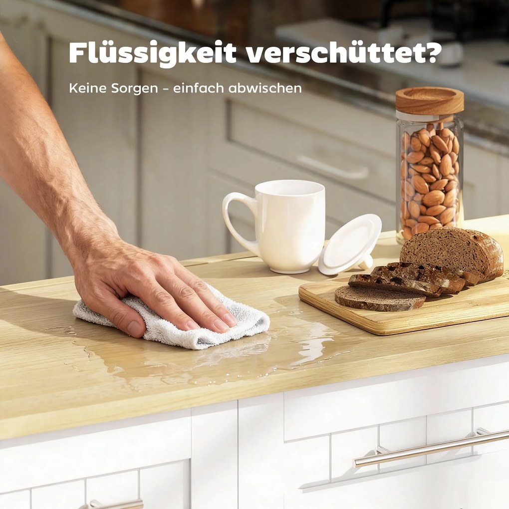 HOMCOM Insulă de bucătărie mobilă, suprafață extensibilă, uși de dulap, sertare, suport pentru prosop, cărucior de bucătărie din MDF, Alb | Aosom Romania