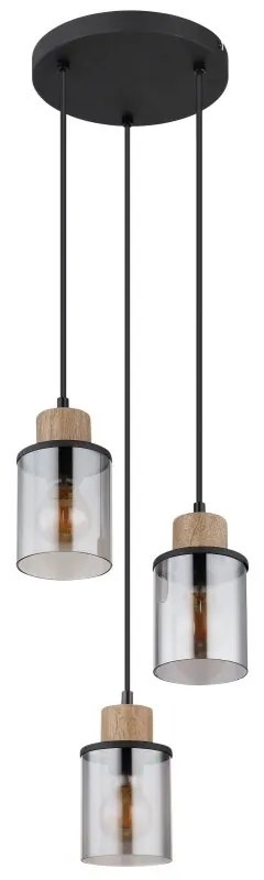 Lustra 3L design modern REID negru, fumuriu, maro inchis