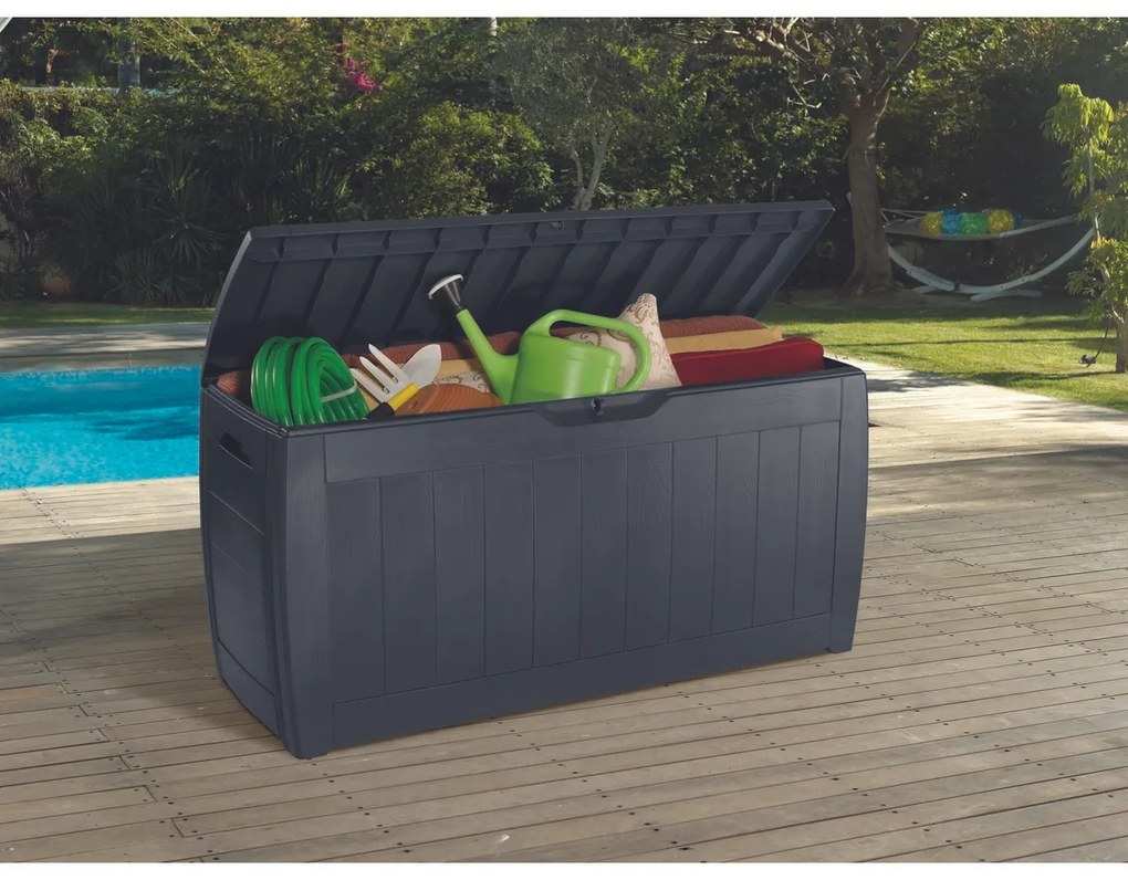 Ladă depozitare pentru grădină Keter Hollywood gri, 270 l, 117 x 57 x 45 cm