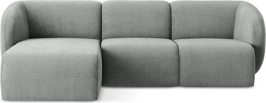 Colțar gri cu tapițerie din chenille (cu colț pe partea stângă/cu șezlong) Lani – Makamii