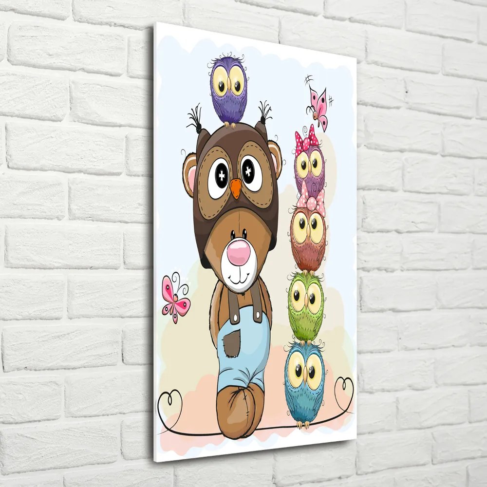 Fotografie imprimată pe sticlă Ursul și Owl