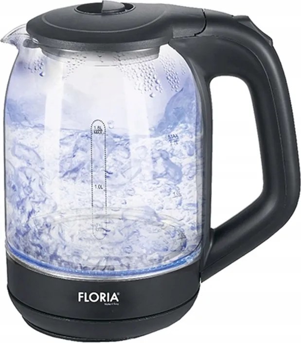 Cana fierbator din sticla FLORIA ZLN3505, Leduri iluminare apa, Putere 1500 W, Capacitate 1.8L