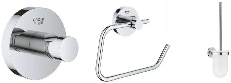 Set perie de toaletă Grohe Essentials 40374001, suport pentru hârtie igienică Grohe Essentials 40689001, 40364001