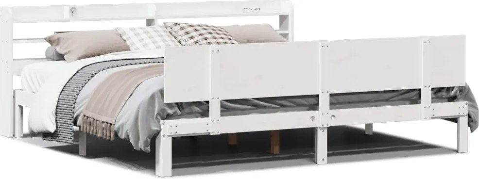 vidaXL Cadru de pat cu tăblie fără saltea, alb, 200x200 cm