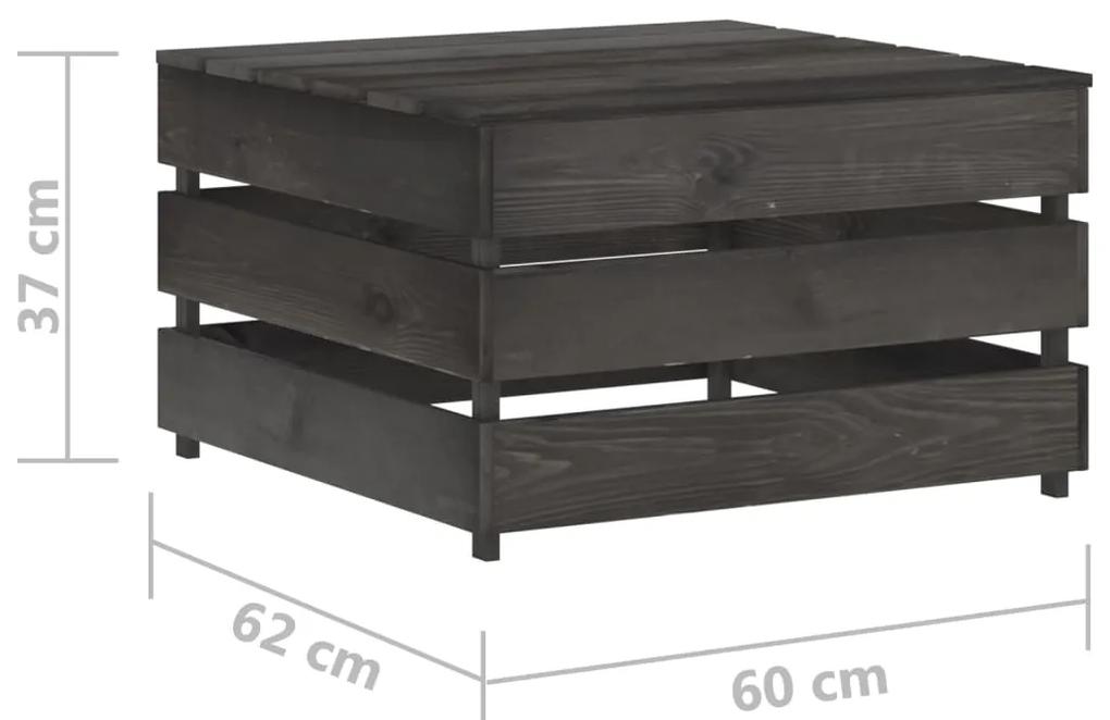 Set mobilier gradina cu perne, 8 piese, gri, lemn tratat negru si gri, 8