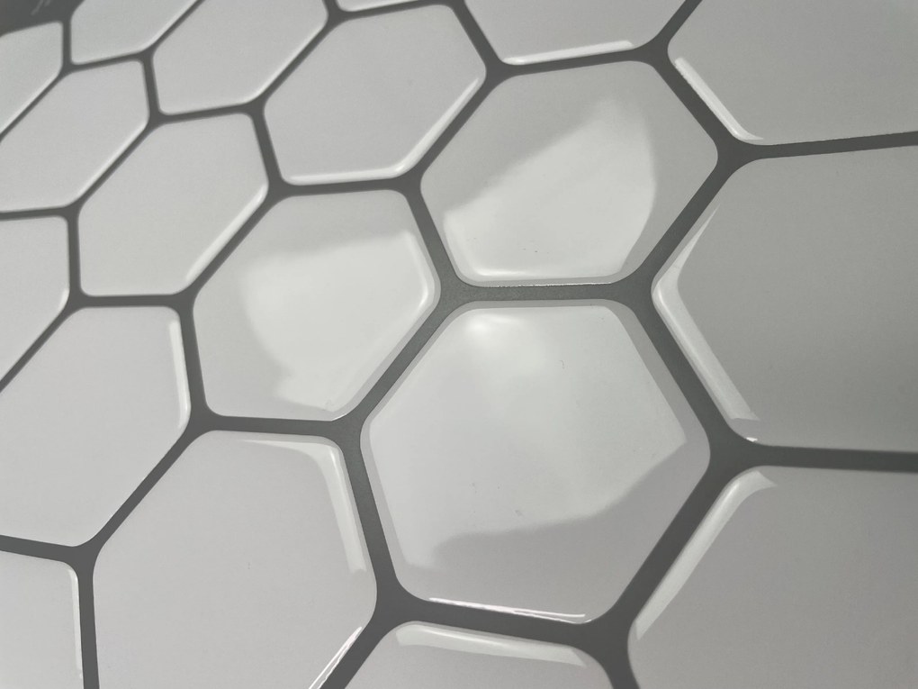 PIPPER | Placi de adeziv - mozaic 3D - Hexagoane albe 30,5 x 30,5 cm