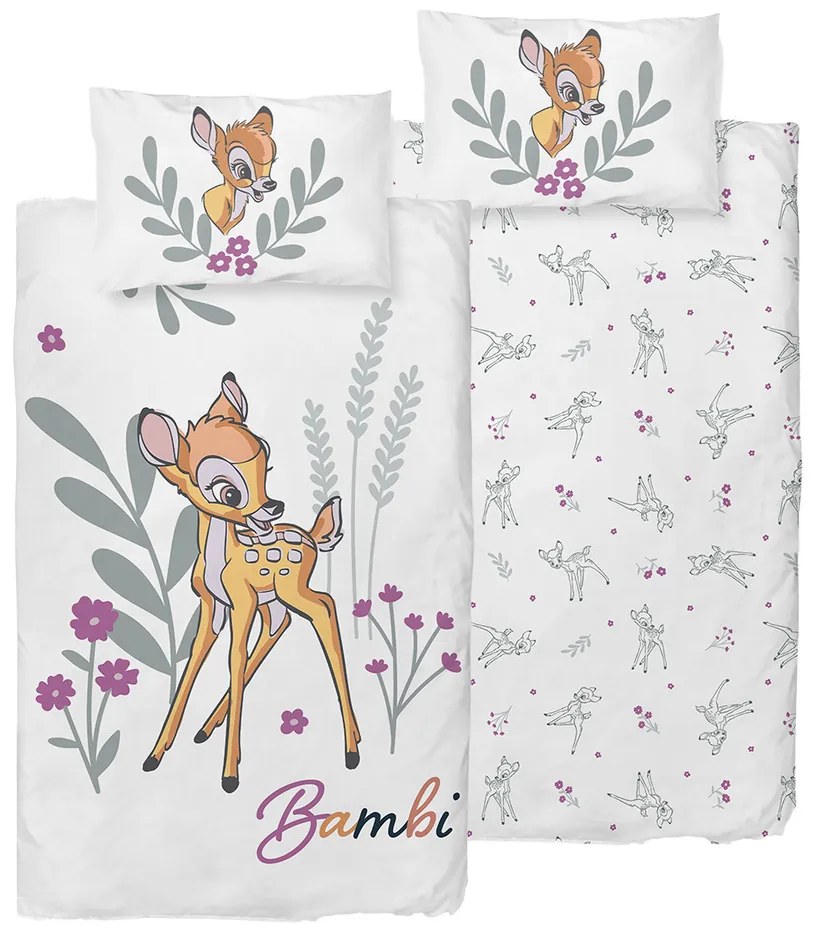 Lenjerie de pat pentru copii Bambi Lumea florilor,100 x 135 cm, 40 x 60 cm