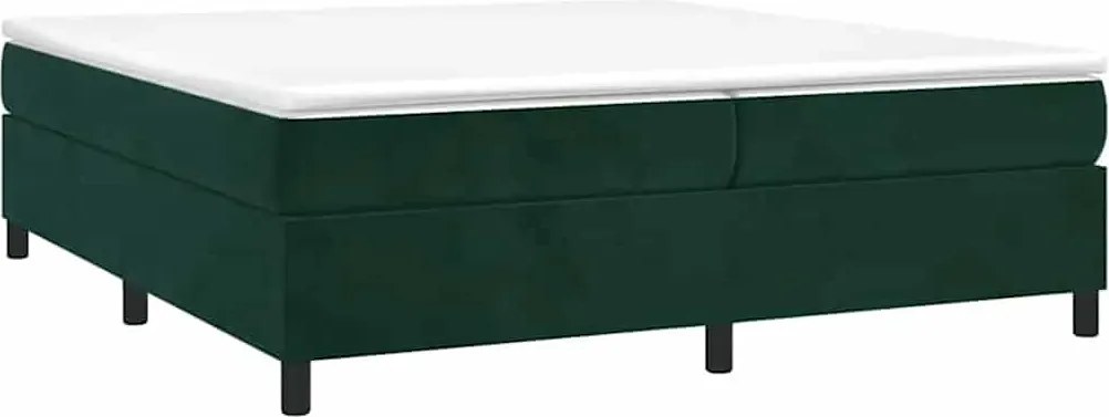 vidaXL Pat box spring cu saltea, verde închis, 200x200 cm, catifea