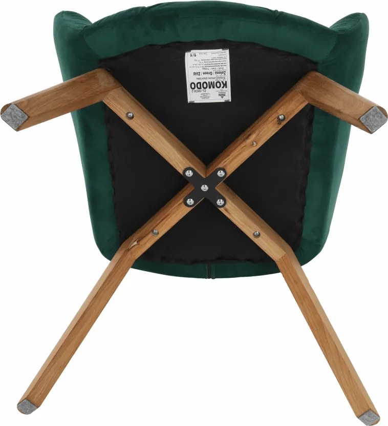 Fotoliu de design, catifea Velvet smarald/stejar, KOMODO
