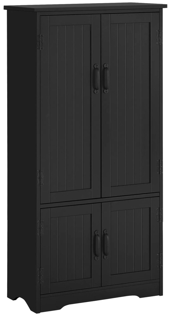 HOMCOM Buffet de bucătărie, armoarie de bucătărie contemporană, multi-spații de depozitare, 2 dulapuri, 3 rafturi, MDF, panouri de particule, negru | Aosom Romania