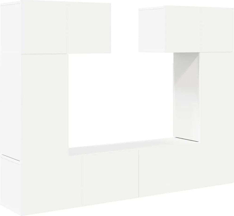 vidaXL Set dulapuri TV, 6 piese, alb, lemn prelucrat