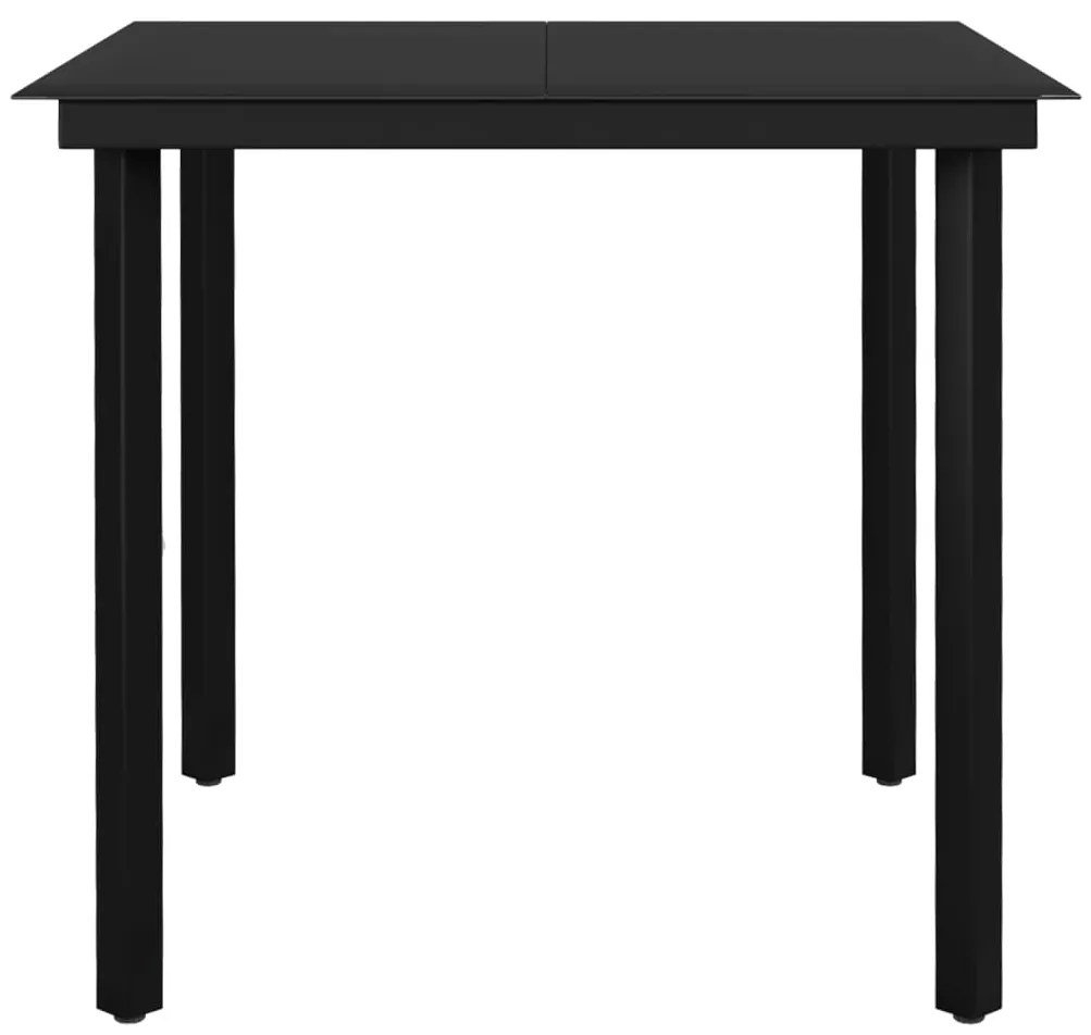 Set de masa pentru gradina, 3 piese, negru negru si gri, Lungime masa 80 cm, 3