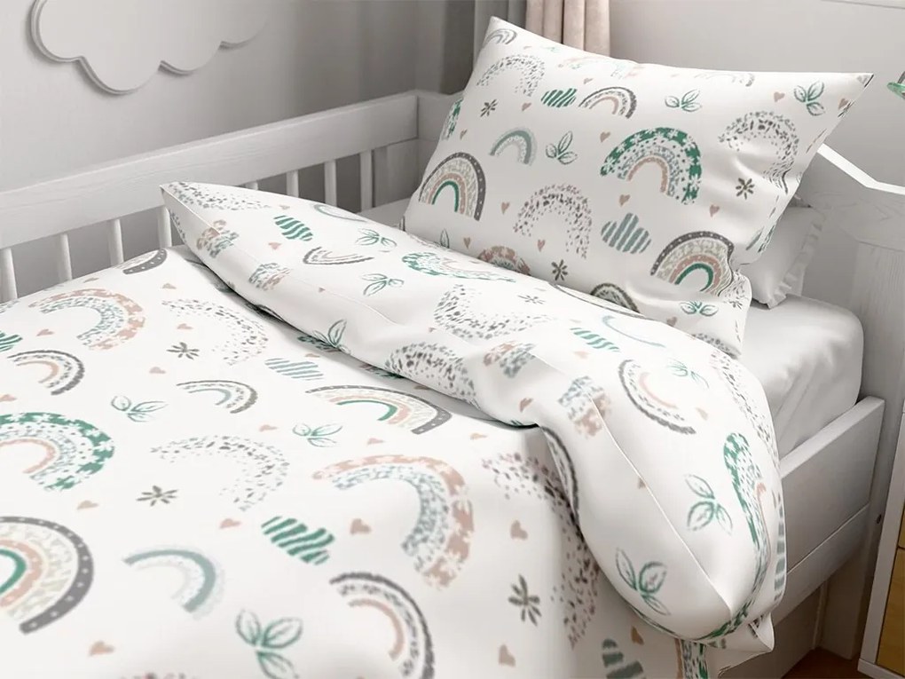 Lenjerie de pat din crep pentru patut Renforce RAINUBI alb. Dimensiune lenjerie de pat: 45 x 65 cm | 90 x 140 cm