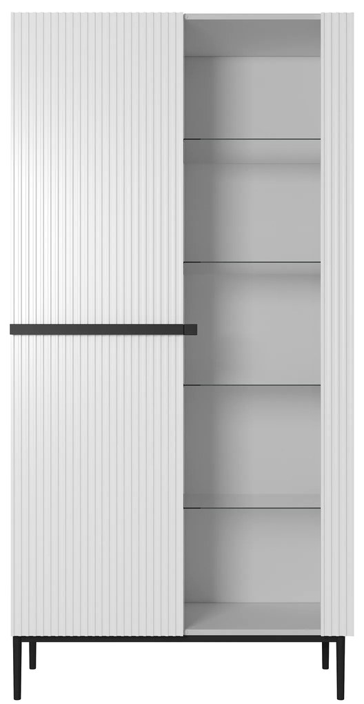 Vitrină Nicole 100 cm - alb mat / picioare negre