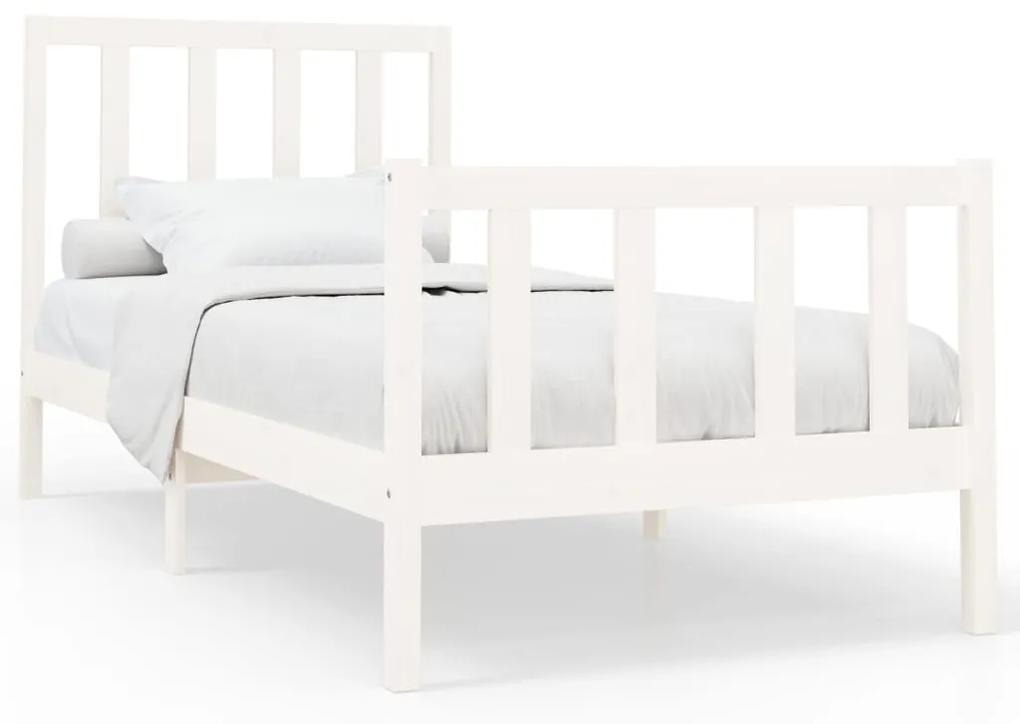 3106689 vidaXL Cadru de pat, alb, 90x200 cm, lemn masiv de pin