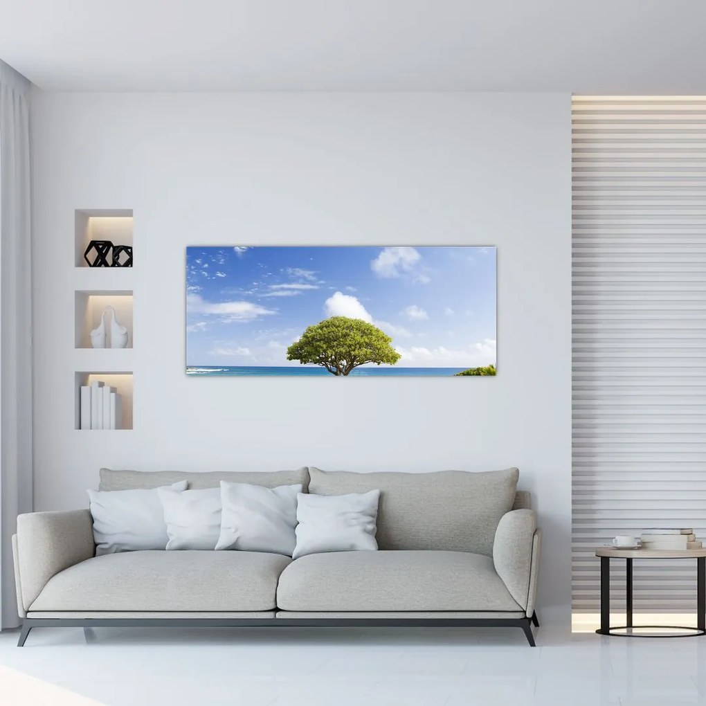 Tablou plaja cu copac (120x50 cm)