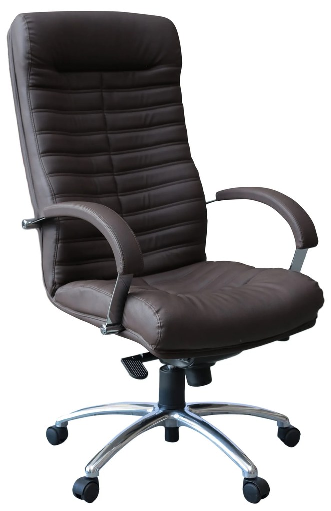 Scaun directorial Orion Steel Chrome, piele ecologica, maro inchis