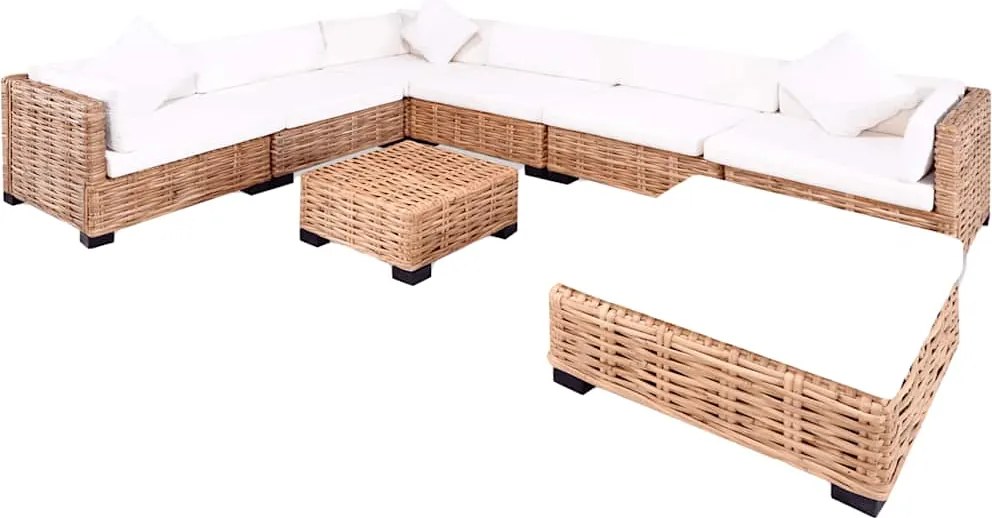 vidaXL Set mobilier cu canapea 27 piese, culoare naturală, ratan