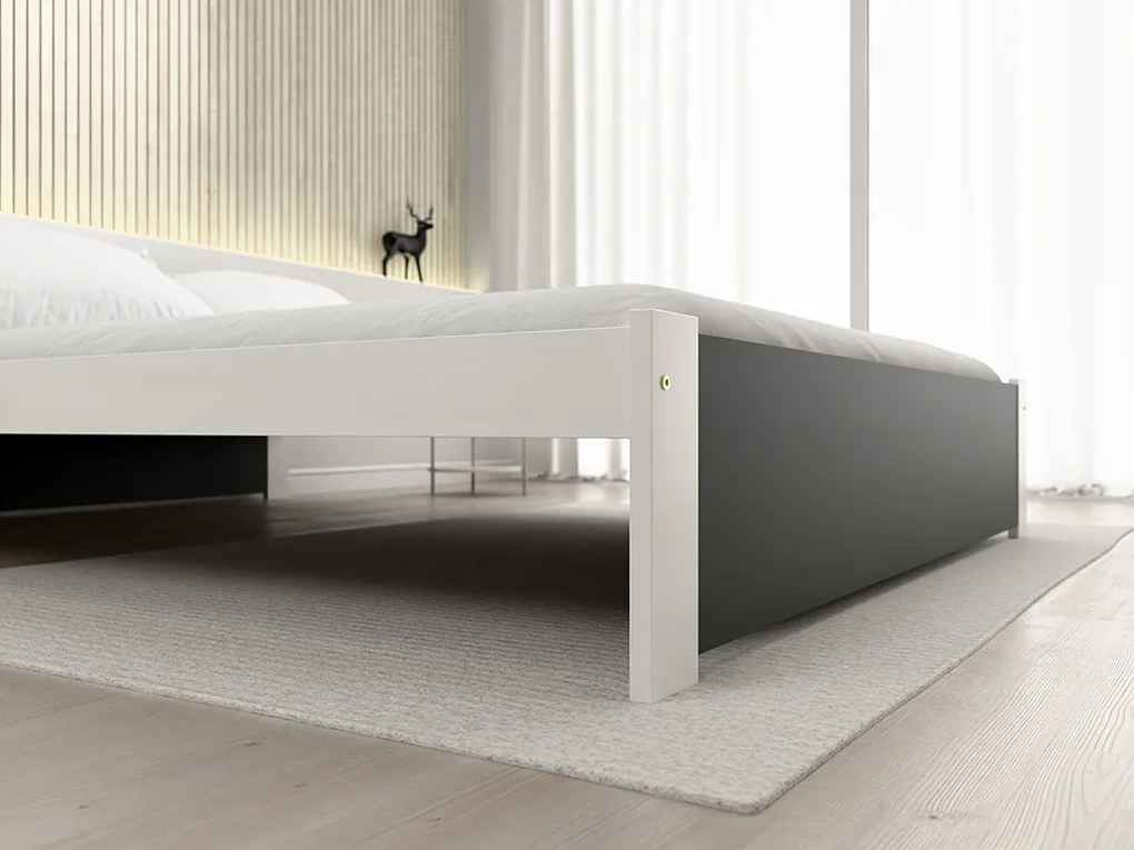 Pat dublu IKAROS 160 x 200 cm, antracit/alb Saltele: Cu saltele Sommera 18 cm, Somiera pat: Cu lamele drepte