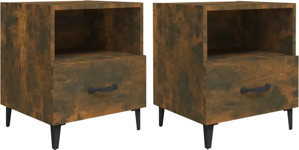 vidaXL Noptiere de perete, 2 buc., stejar fumuriu, lemn prelucrat