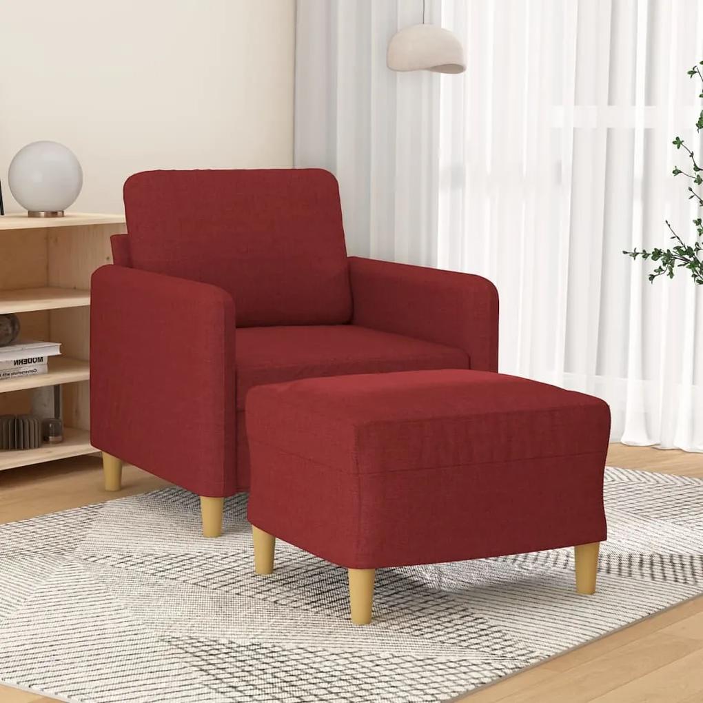 3153593 vidaXL Fotoliu canapea cu taburet, roșu vin, 60 cm, material textil