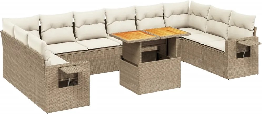 vidaXL Set canapele de grădină cu perne, 11 piese, bej, poliratan