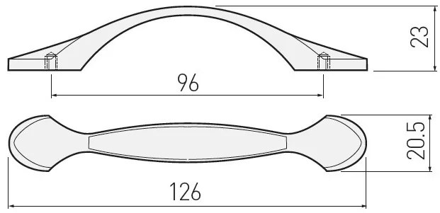 Maner model ROYAL 1, 96 mm, finisaj alb/auriu