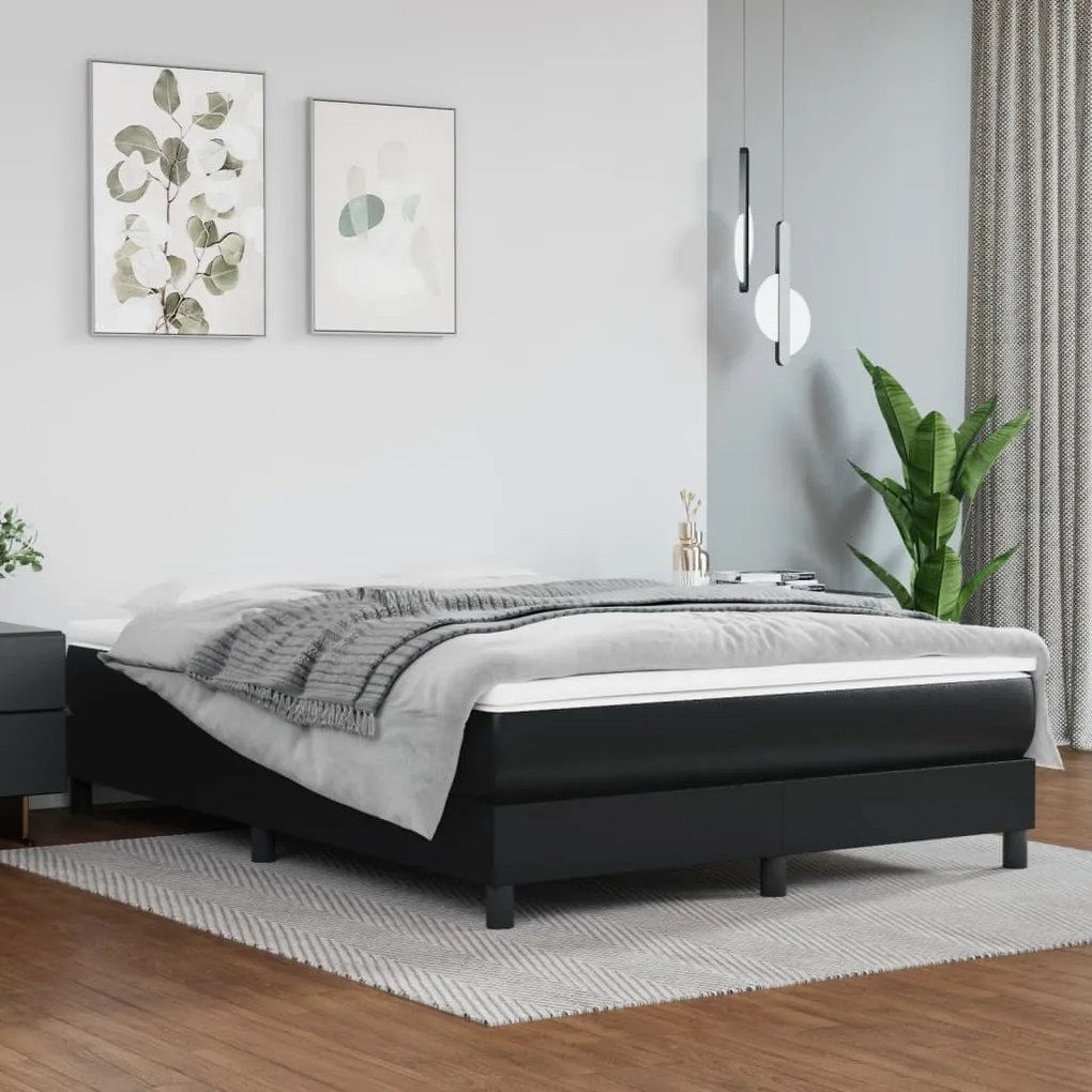 3120700 vidaXL Cadru de pat box spring, negru, 140x200 cm, piele ecologică