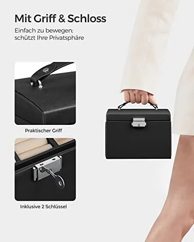 Cutie bijuterii, Songmics, Negru, 17.5x13.5x12 cm