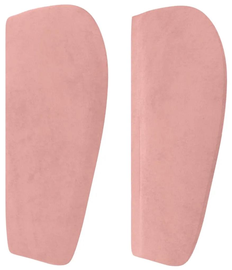Tablie de pat cu aripioare roz 147x23x78 88 cm catifea 1, Roz, 147 x 23 x 78 88 cm