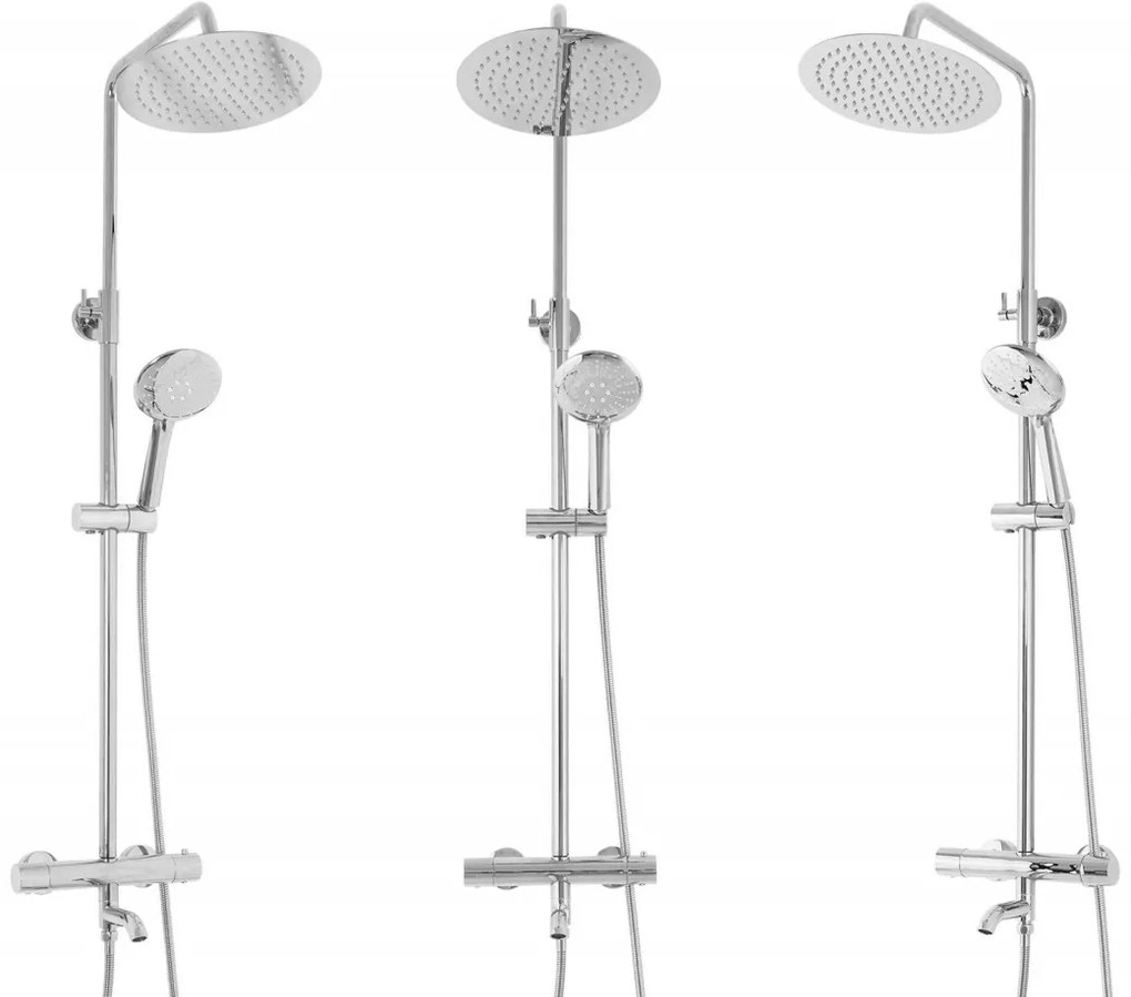 Baterie de dus cu termostat Lungo argintie