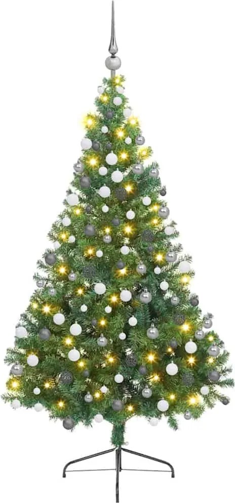 vidaXL Pom de Crăciun artificial pre-iluminat Verde 210 cm PVC