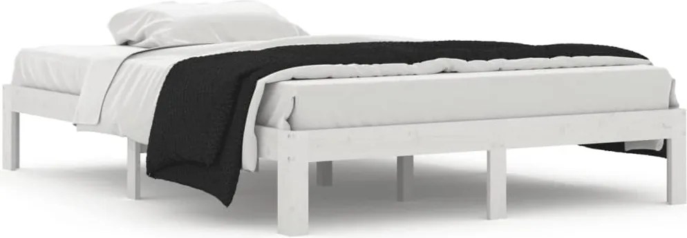 vidaXL Cadru de pat, alb, 140x200 cm, lemn masiv de pin